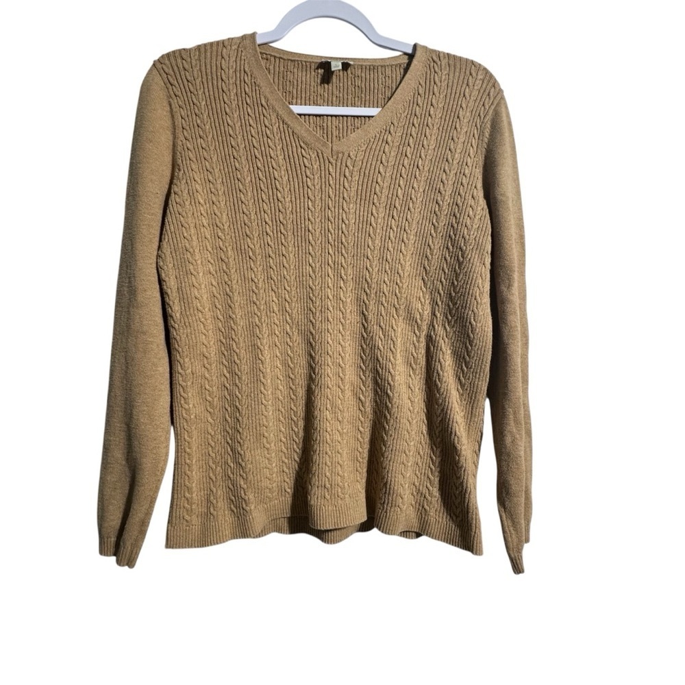 Talbots 100% Cotton Cable Knit Sweater – Size L - Closet Staple Classic Soft